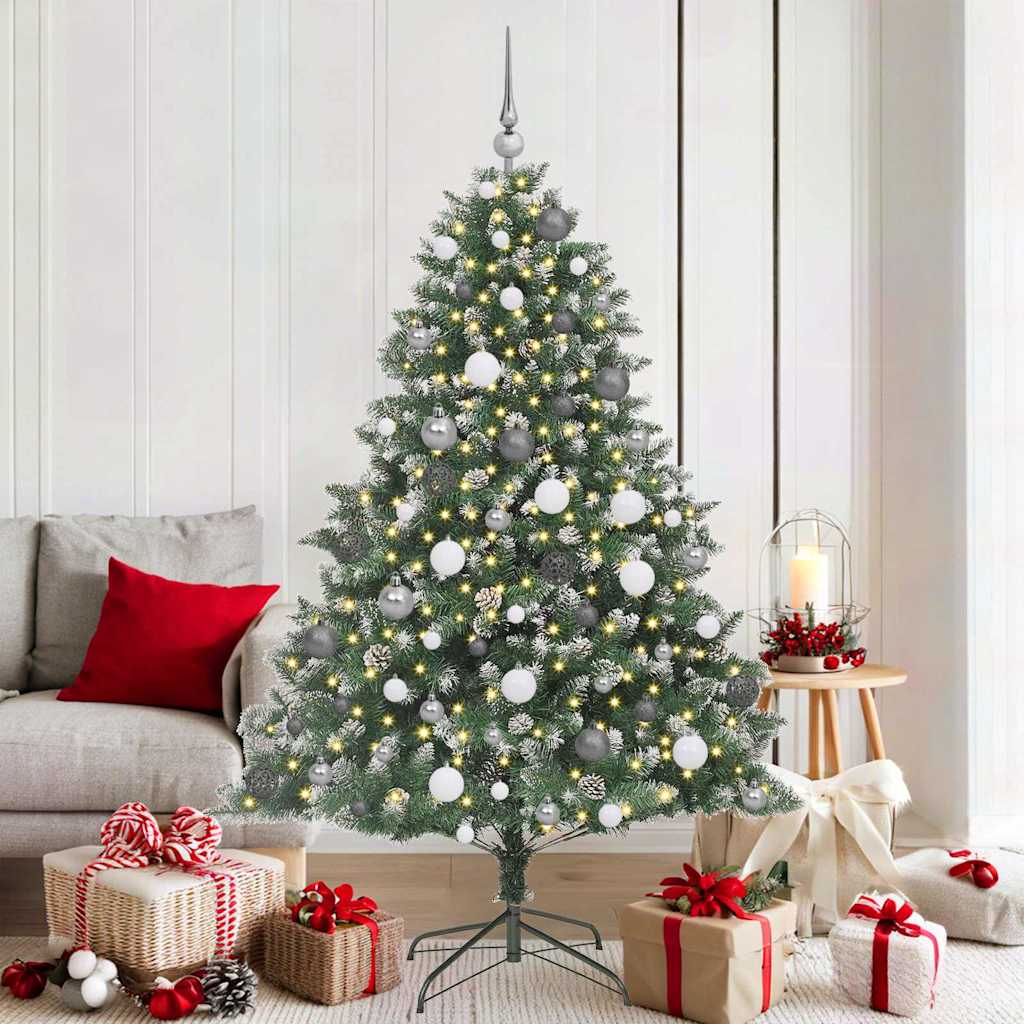Kunstkerstboom met 300 LED Groen 180 cm PVC en Plastic en Staal