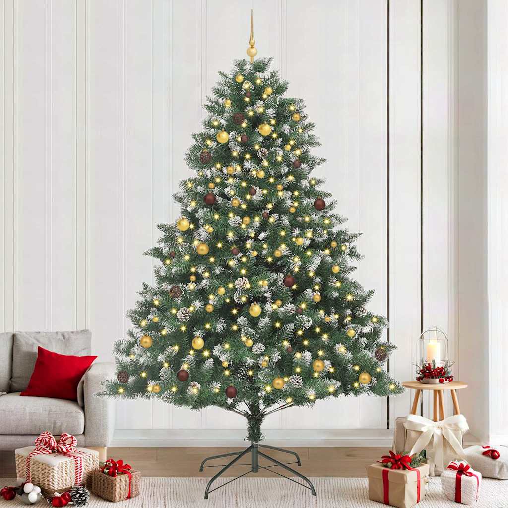Kunstkerstboom met 300 LED Groen 240 cm PVC en Plastic en Staal – afbeelding 1