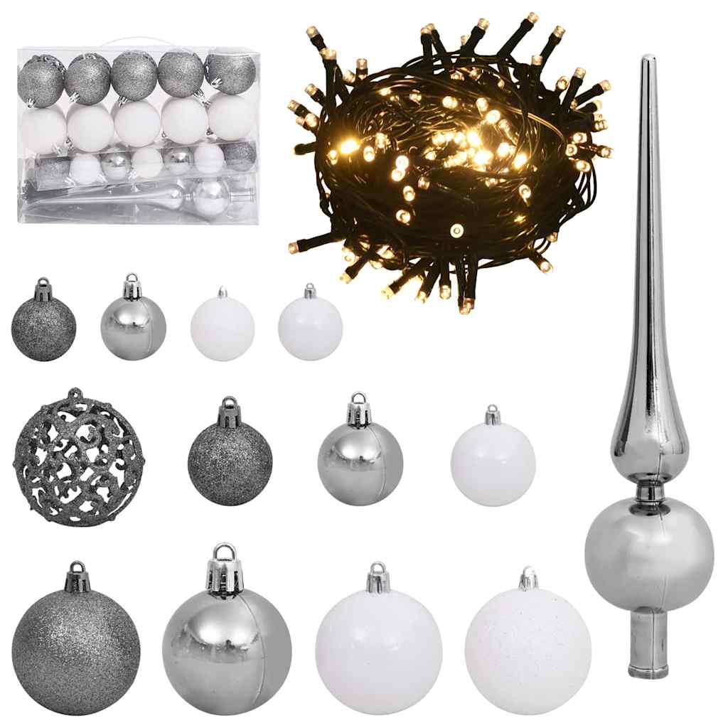 Kunstmatige slanke kerstboom met 150 LED Groen en Wit 150 cm – afbeelding 6