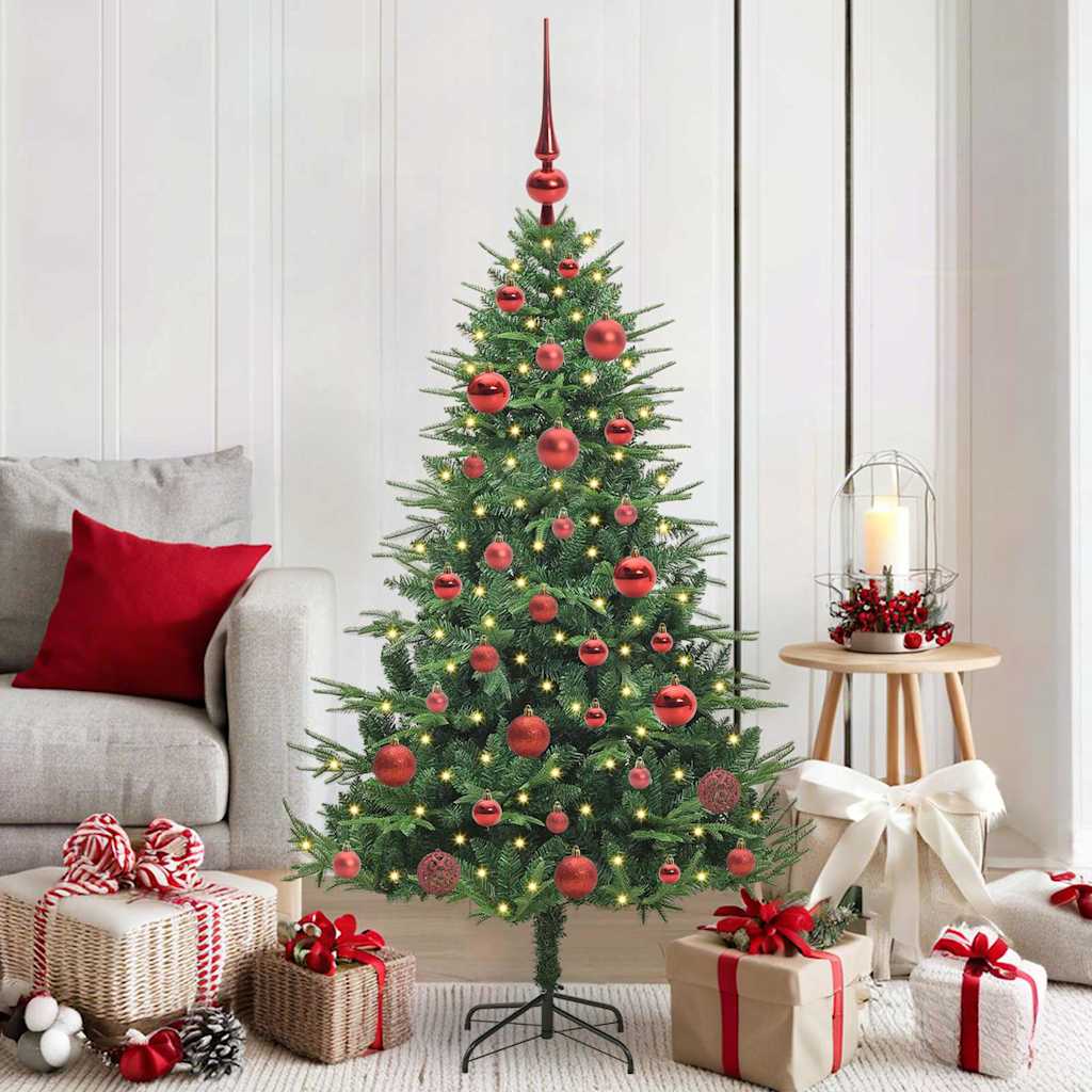 Artificial Pre-lit Kerstboom met Ballenset Groen 150 cm – afbeelding 1