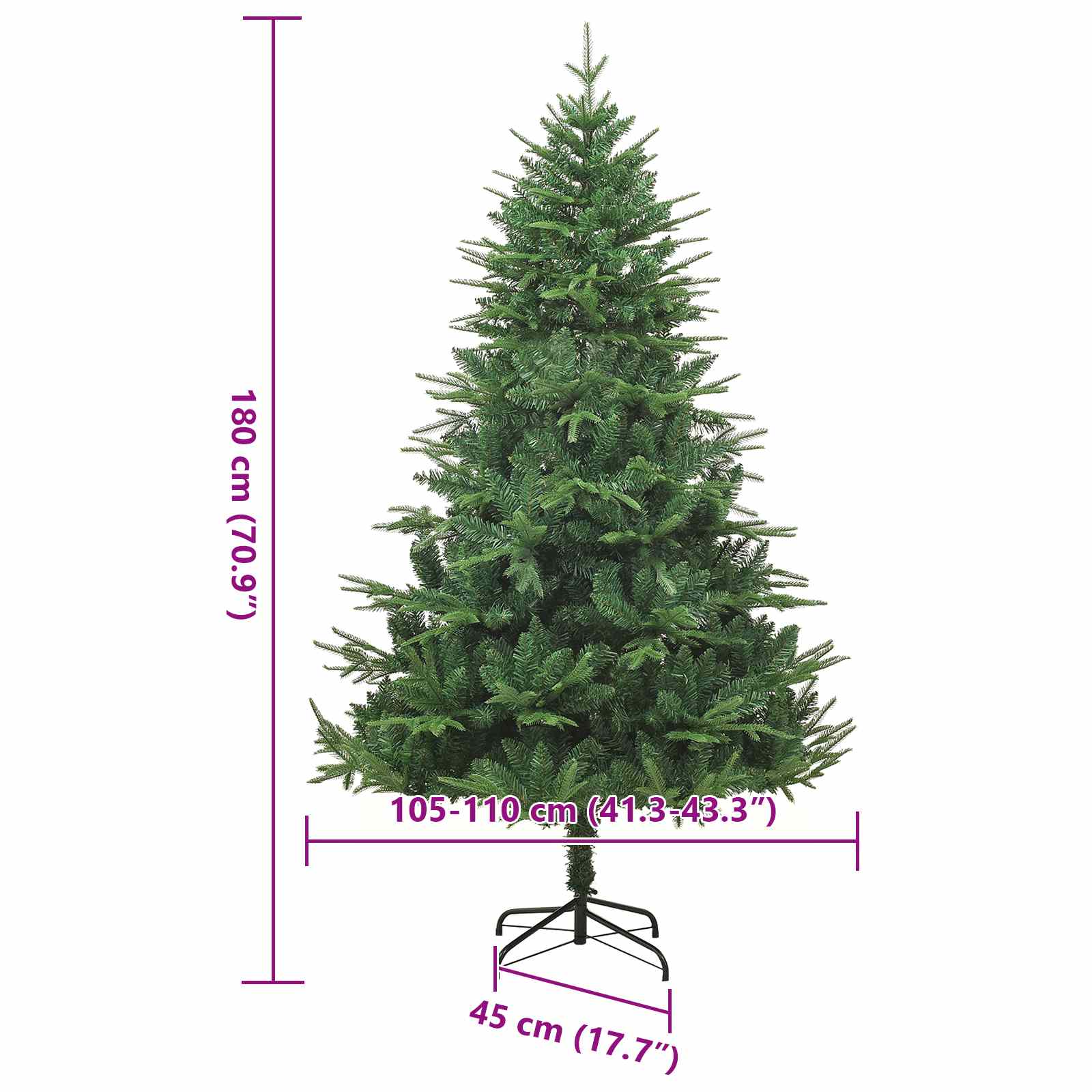 Kunst Kerstboom met verlichting Groen 180 cm PVC en PE – afbeelding 12