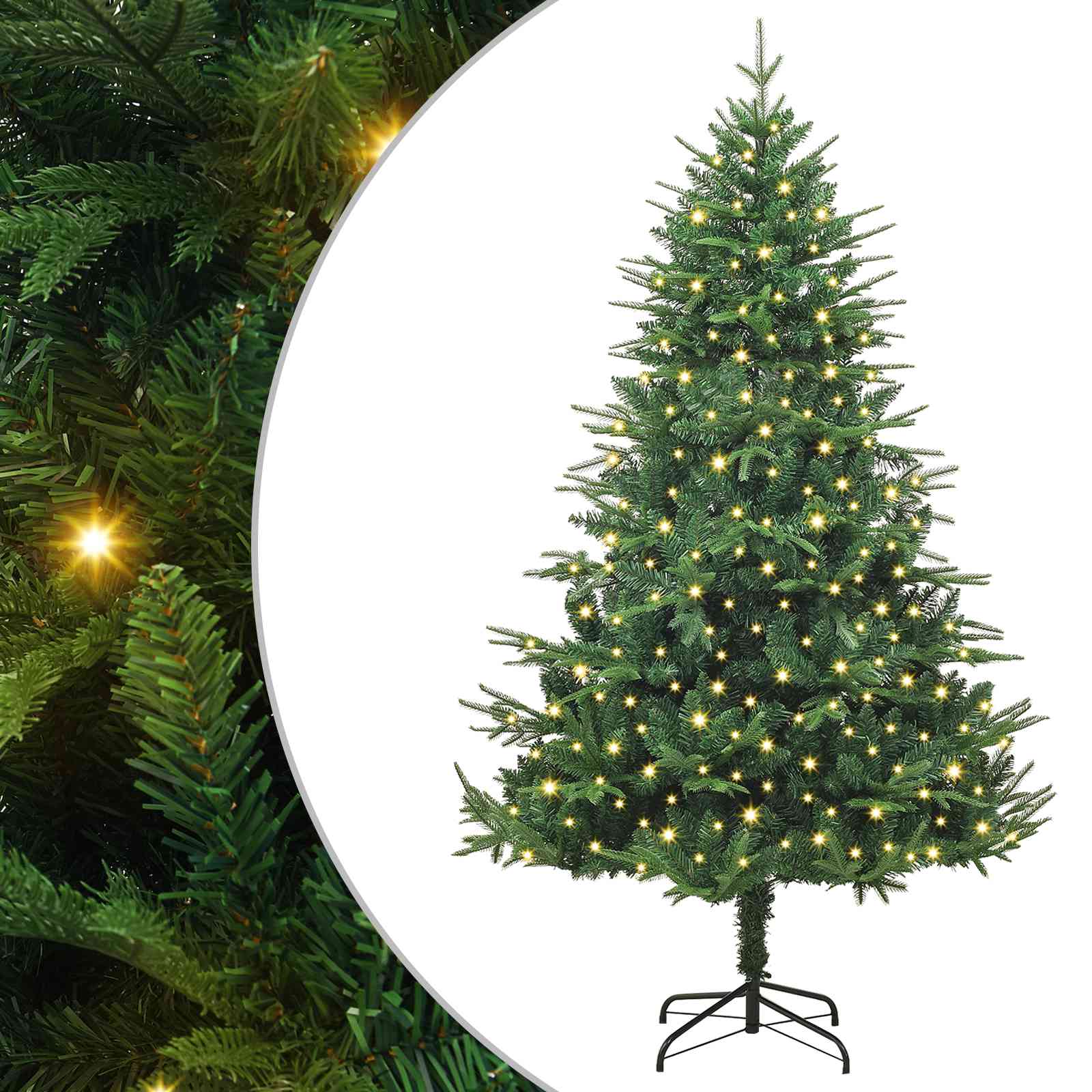 Kunst Kerstboom met verlichting Groen 180 cm PVC en PE – afbeelding 2