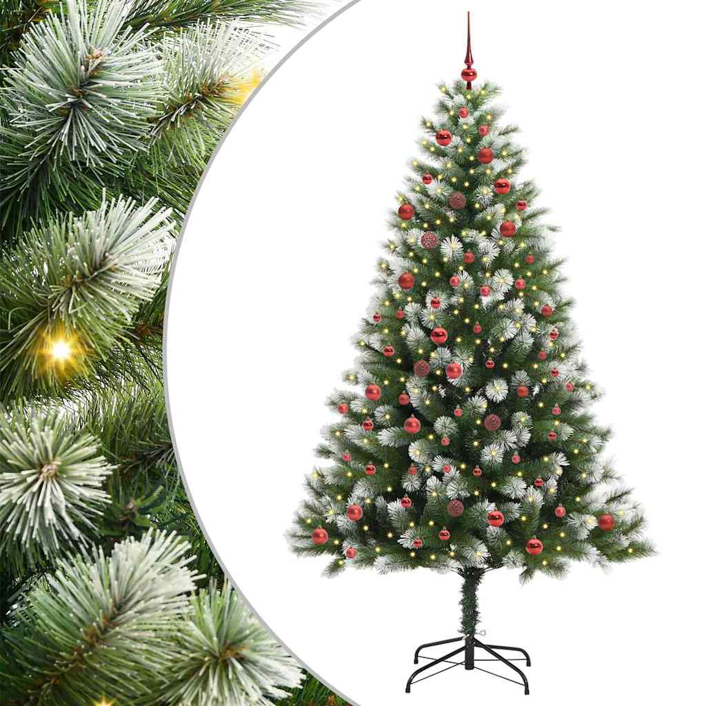 Kunstmatige scharnierkerstboom met bedekte sneeuw 210 cm – afbeelding 1