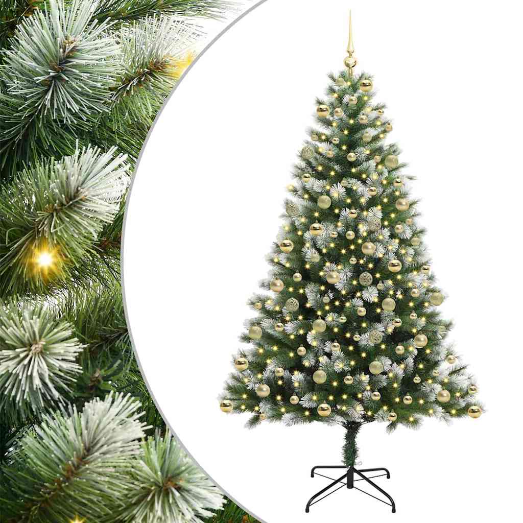 Kunstmatige scharnierkerstboom met bedekte sneeuw 210 cm – afbeelding 2