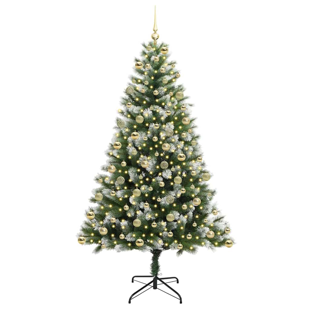 Kunstmatige scharnierkerstboom met bedekte sneeuw 210 cm – afbeelding 3
