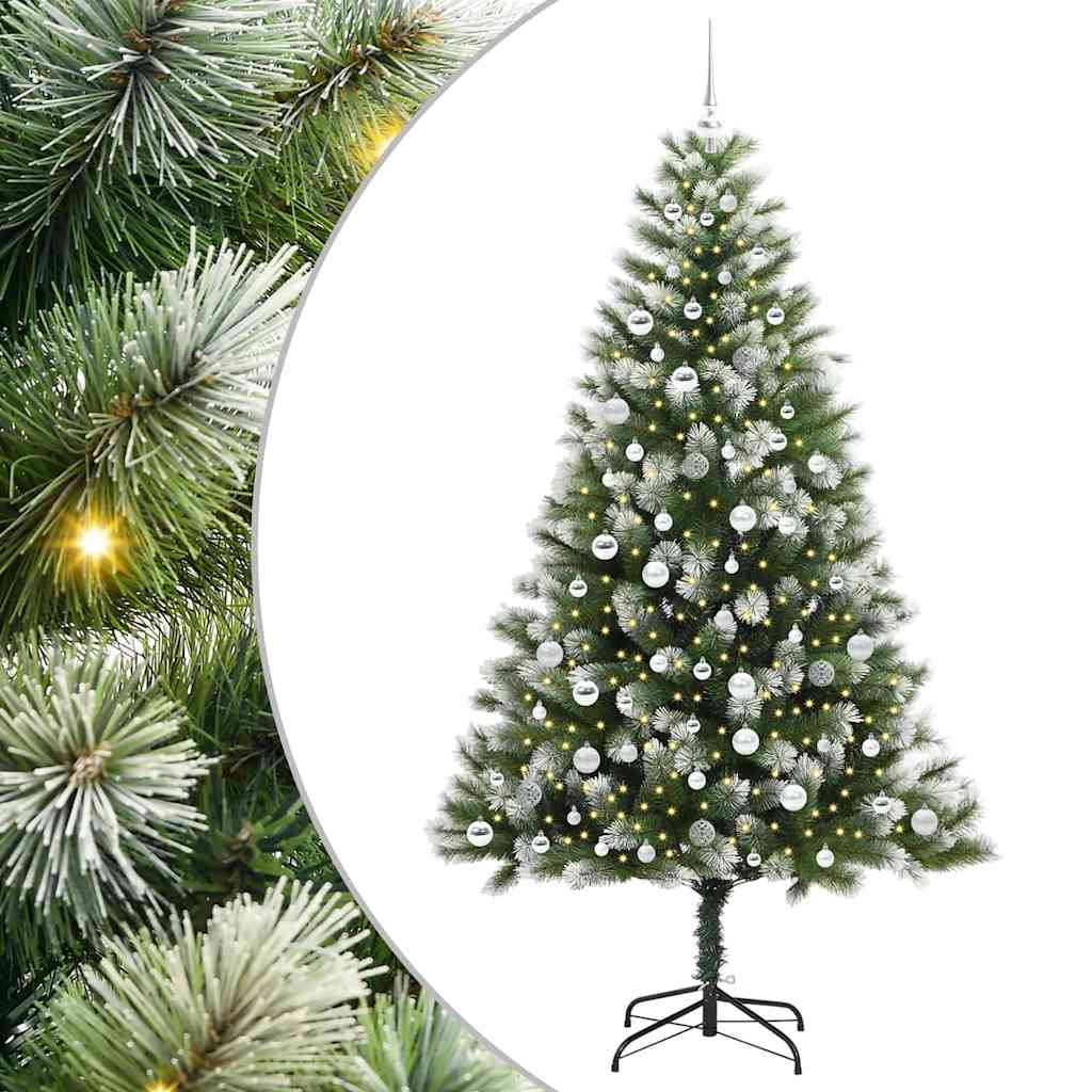 Kunstmatige scharnierkerstboom met bedekte sneeuw 210 cm – afbeelding 2