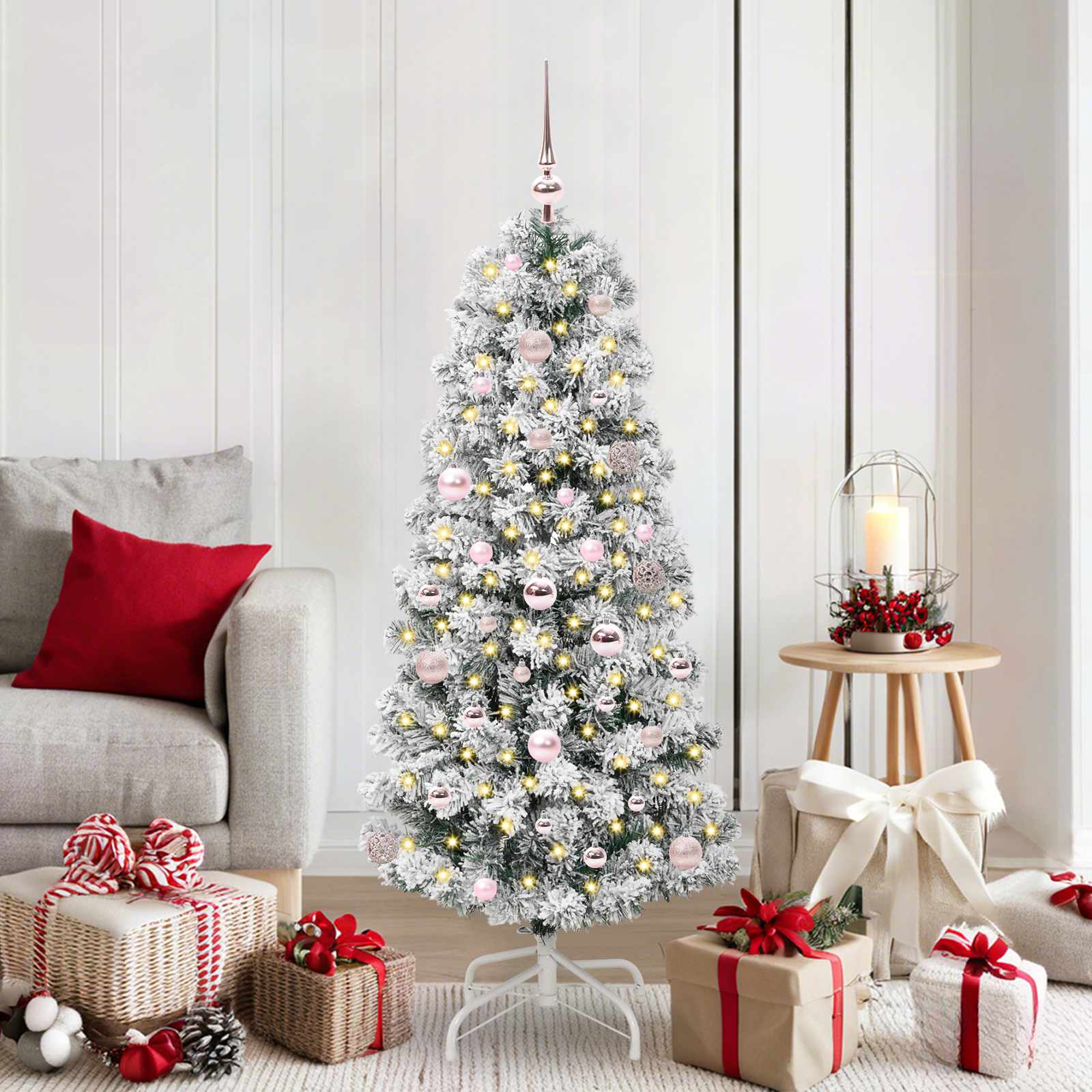 Kunstmatige Inklapbare Kerstboom Groen en Wit 150 cm