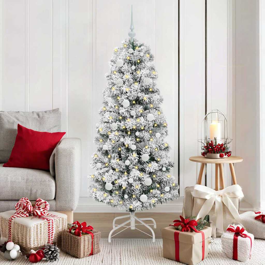 Kunstmatige Inklapbare Kerstboom Groen en Wit 150 cm