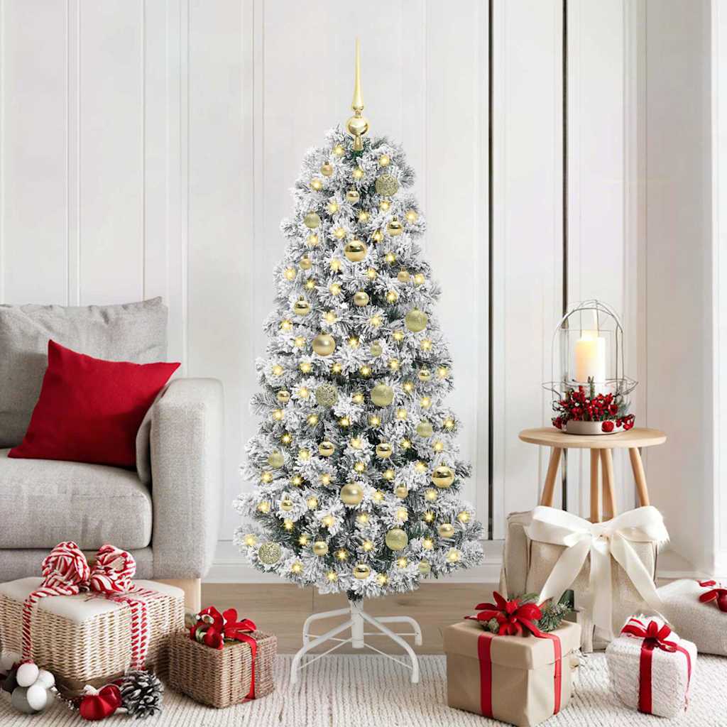 Kunstmatige Inklapbare Kerstboom Groen en Wit 150 cm