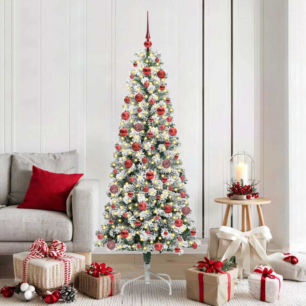 Kunstmatige Inklapbare Kerstboom Groen en Wit 180 cm