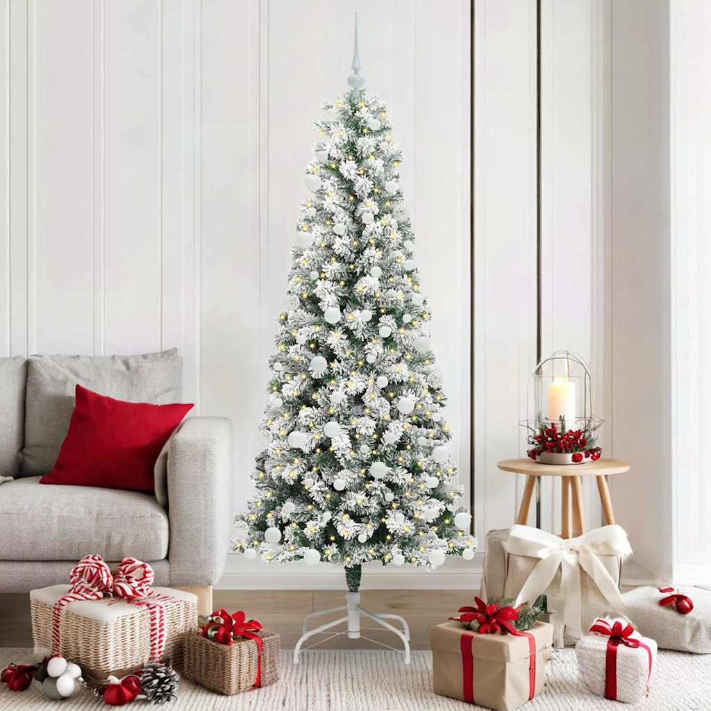 Kunstmatige Inklapbare Kerstboom Groen en Wit 180 cm