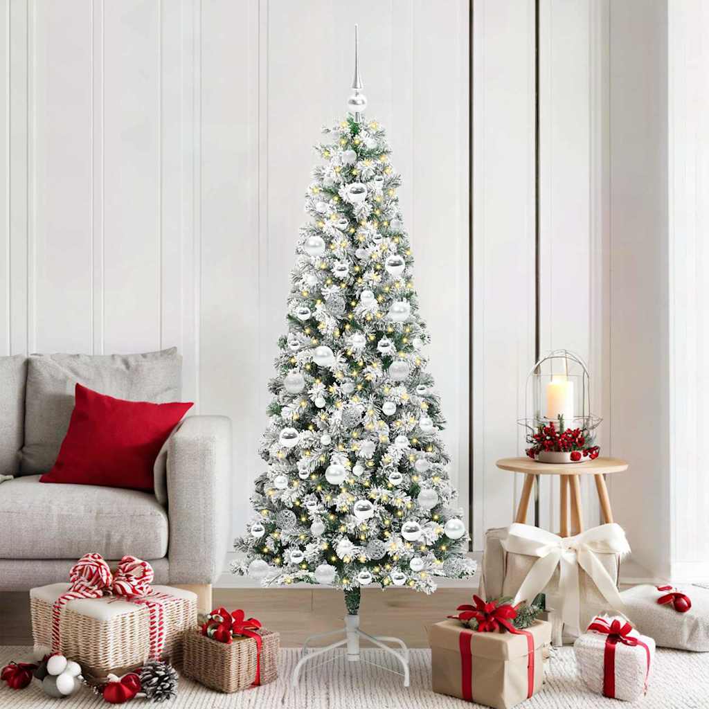 Kunstmatige Inklapbare Kerstboom Groen en Wit 180 cm