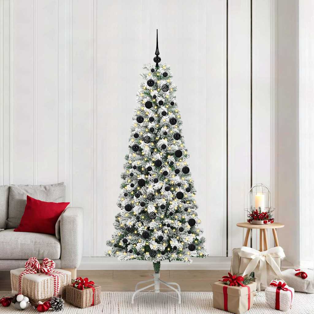 Kunstmatige Inklapbare Kerstboom Groen en Wit 210 cm