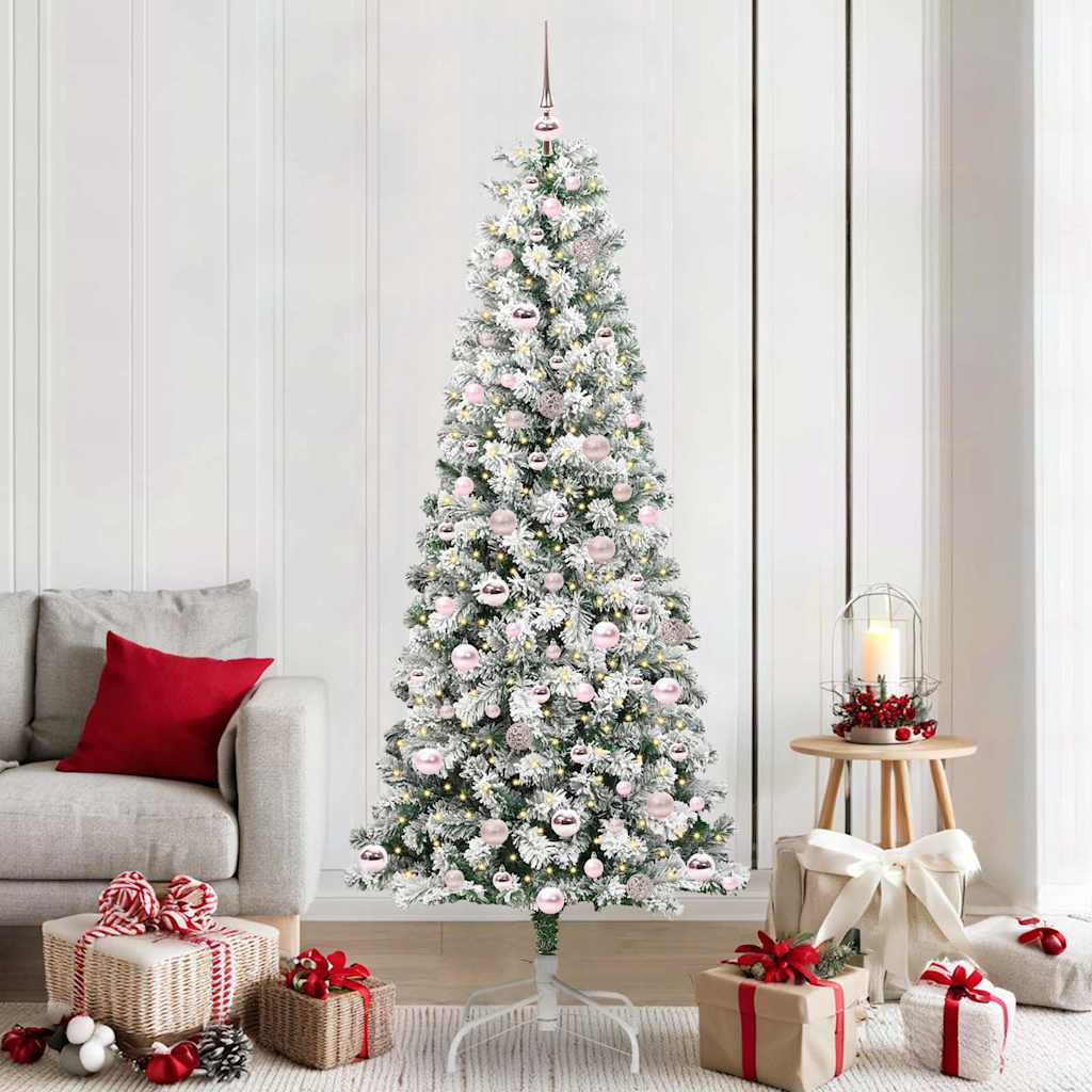 Kunstmatige Inklapbare Kerstboom Groen en Wit 210 cm