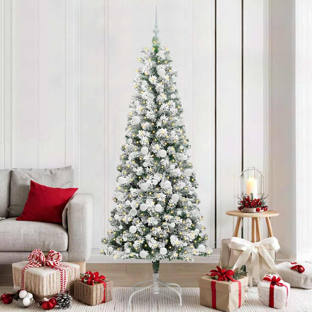 Kunstmatige Inklapbare Kerstboom Groen en Wit 210 cm