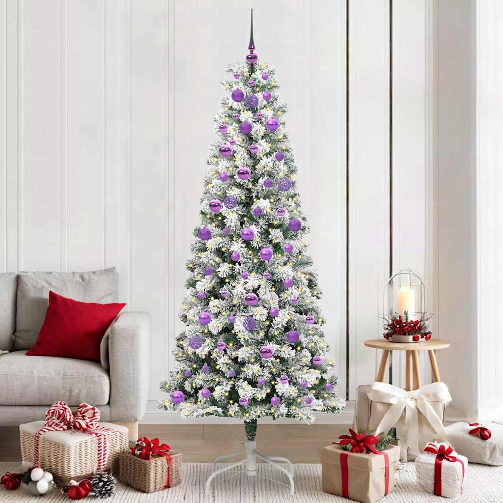 Kunstmatige Inklapbare Kerstboom Groen en Wit 210 cm