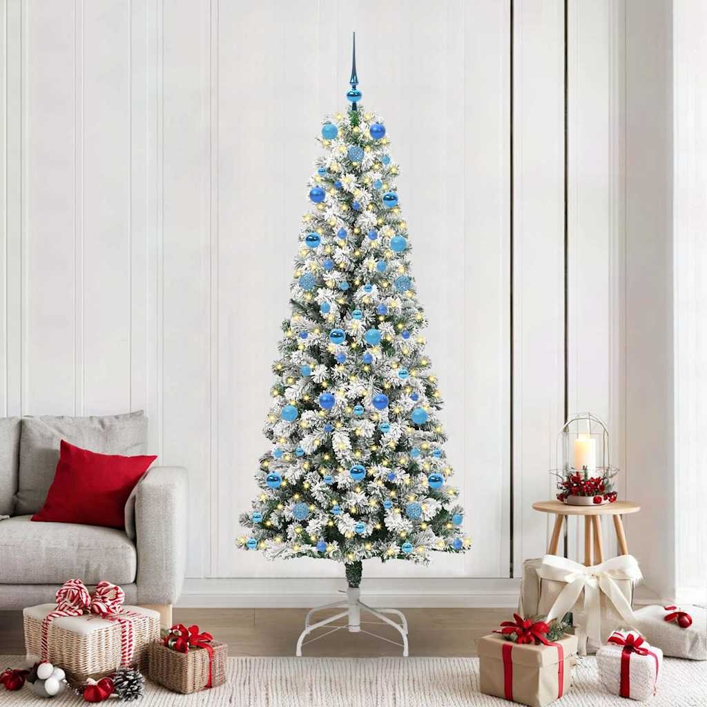 Kunstmatige Inklapbare Kerstboom Groen en Wit 210 cm