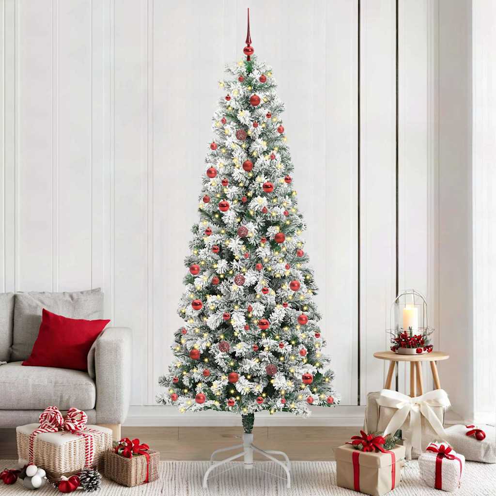 Kunstmatige Inklapbare Kerstboom Groen en Wit 240 cm