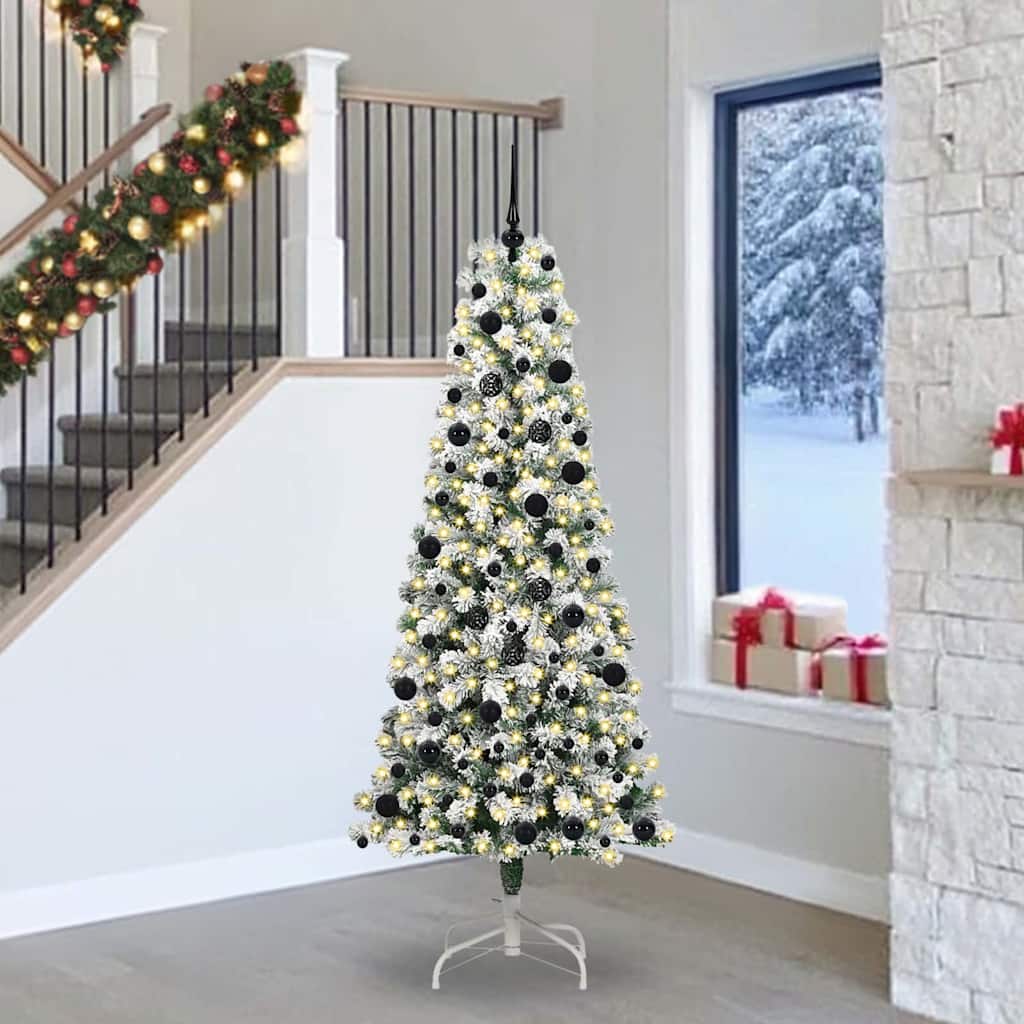 Kunstmatige Inklapbare Kerstboom Groen en Wit 240 cm