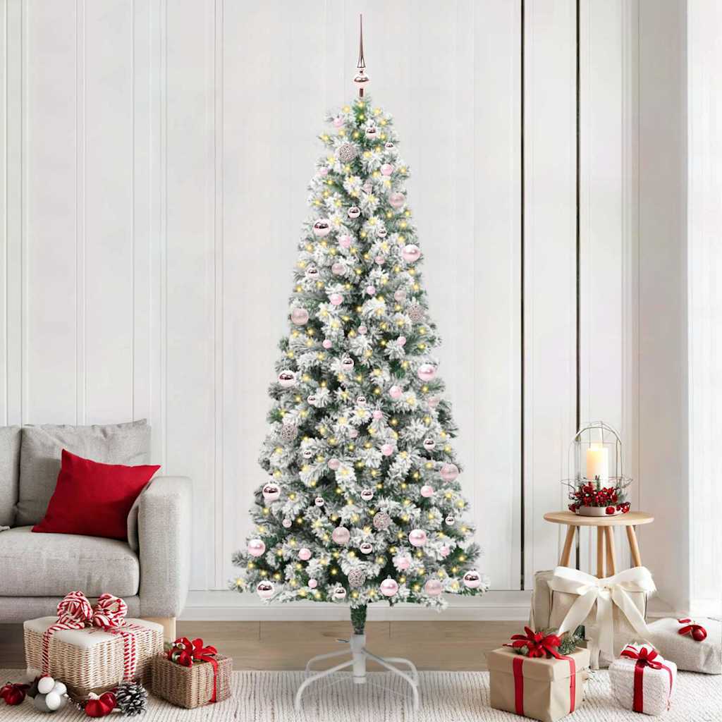 Kunstmatige Inklapbare Kerstboom Groen en Wit 240 cm
