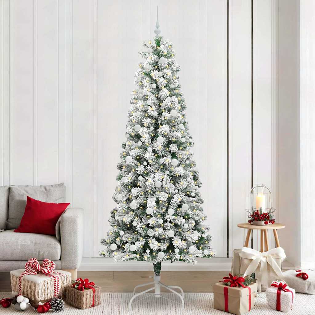 Kunstmatige Inklapbare Kerstboom Groen en Wit 240 cm