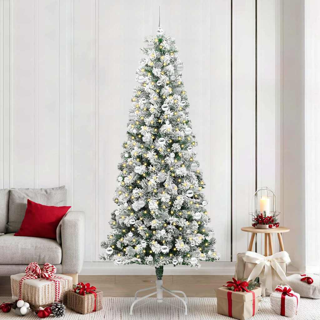Kunstmatige Inklapbare Kerstboom Groen en Wit 240 cm – afbeelding 1