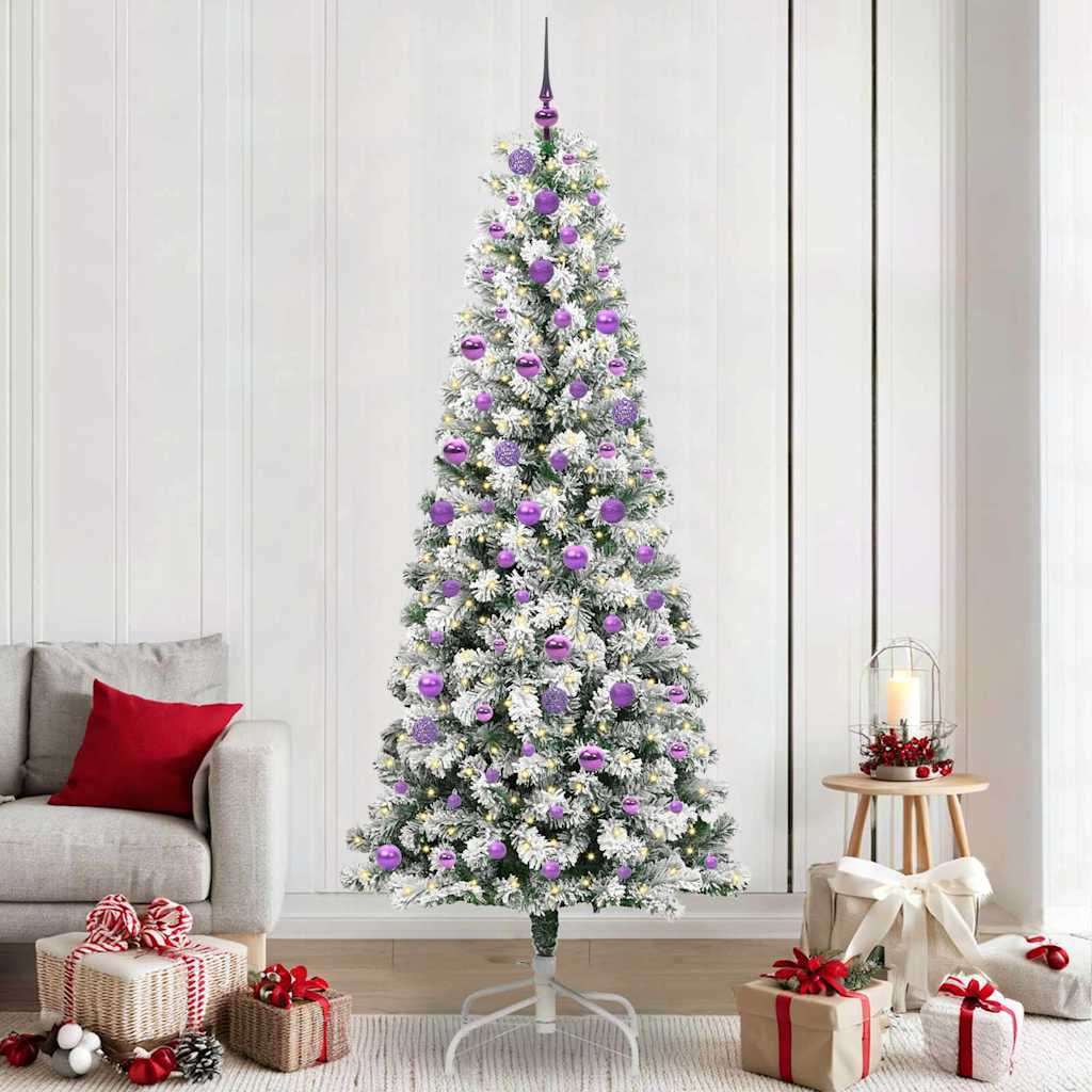 Kunstmatige Inklapbare Kerstboom Groen en Wit 240 cm