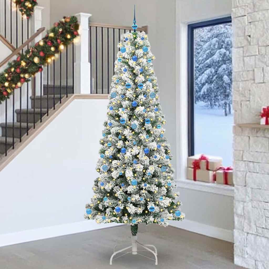 Kunstmatige Inklapbare Kerstboom Groen en Wit 240 cm