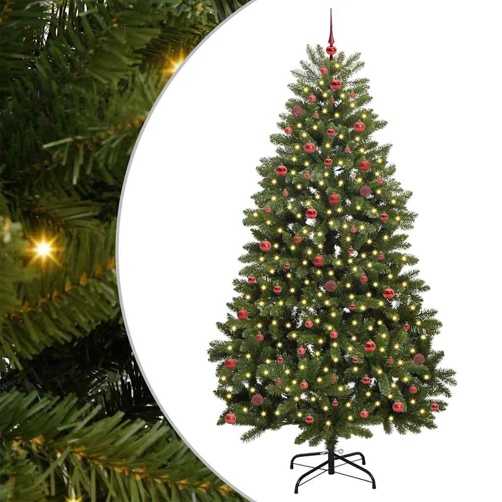 Kunstkerstboom met 300 LED Groen 270 cm PVC en Metaal – afbeelding 2