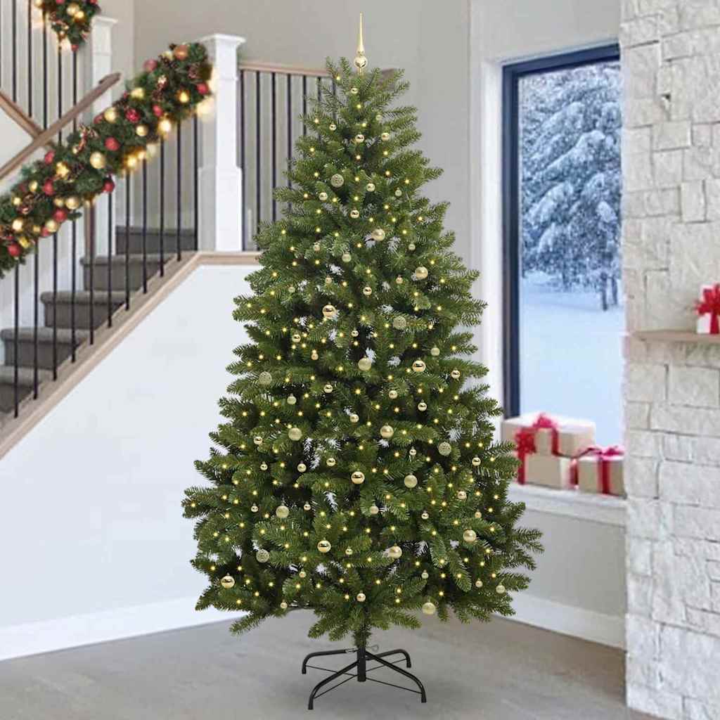 Kunstkerstboom met 300 LED Groen 270 cm PVC en Metaal – afbeelding 1