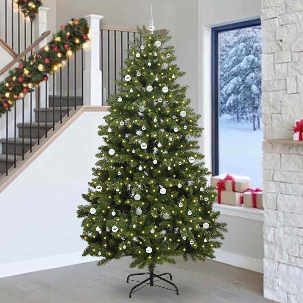 Kunstkerstboom met 300 LED Groen 270 cm PVC en Metaal – afbeelding 1