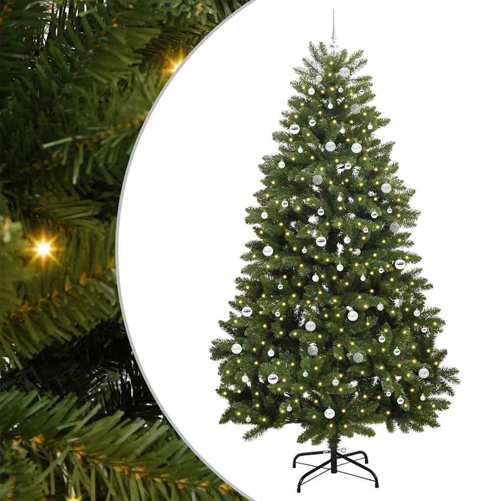 Kunstkerstboom met 300 LED Groen 270 cm PVC en Metaal – afbeelding 2