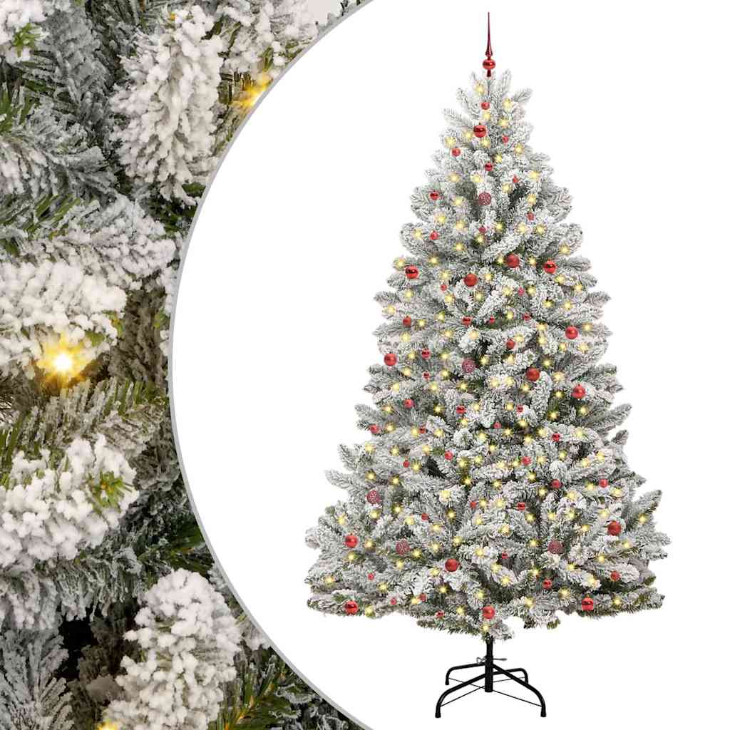 Kunstkerstboom met 300 LED Groen en Wit 300 cm PVC en Metaal