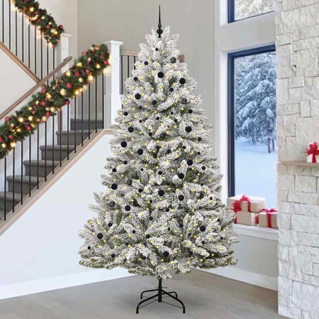 Kunstkerstboom met 300 LED Groen en Wit 300 cm PVC en Metaal – afbeelding 1