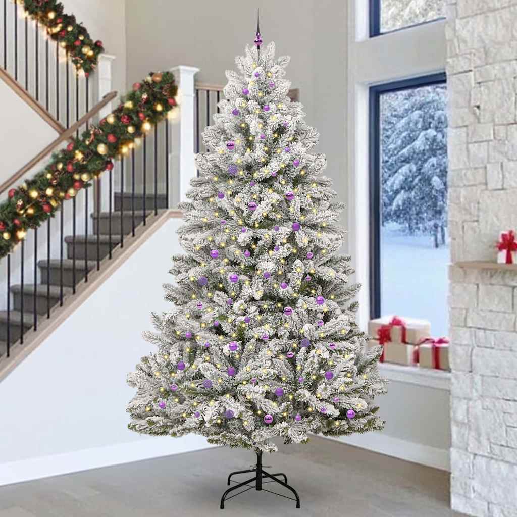 Kunstkerstboom met 300 LED Groen en Wit 300 cm PVC en Metaal