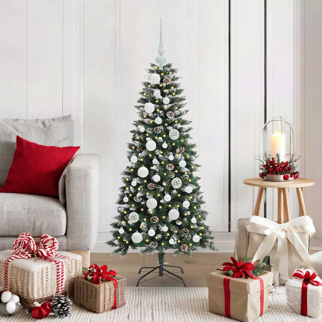 Kunstkerstboom met 150 LED Groen 120 cm PVC en Plastic en Staal – afbeelding 1