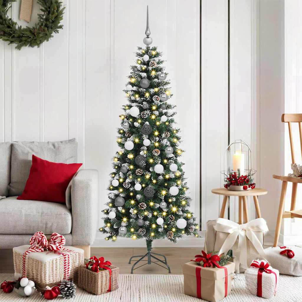 Kunstkerstboom met 150 LED Groen 150 cm PVC en Plastic en Staal – afbeelding 1