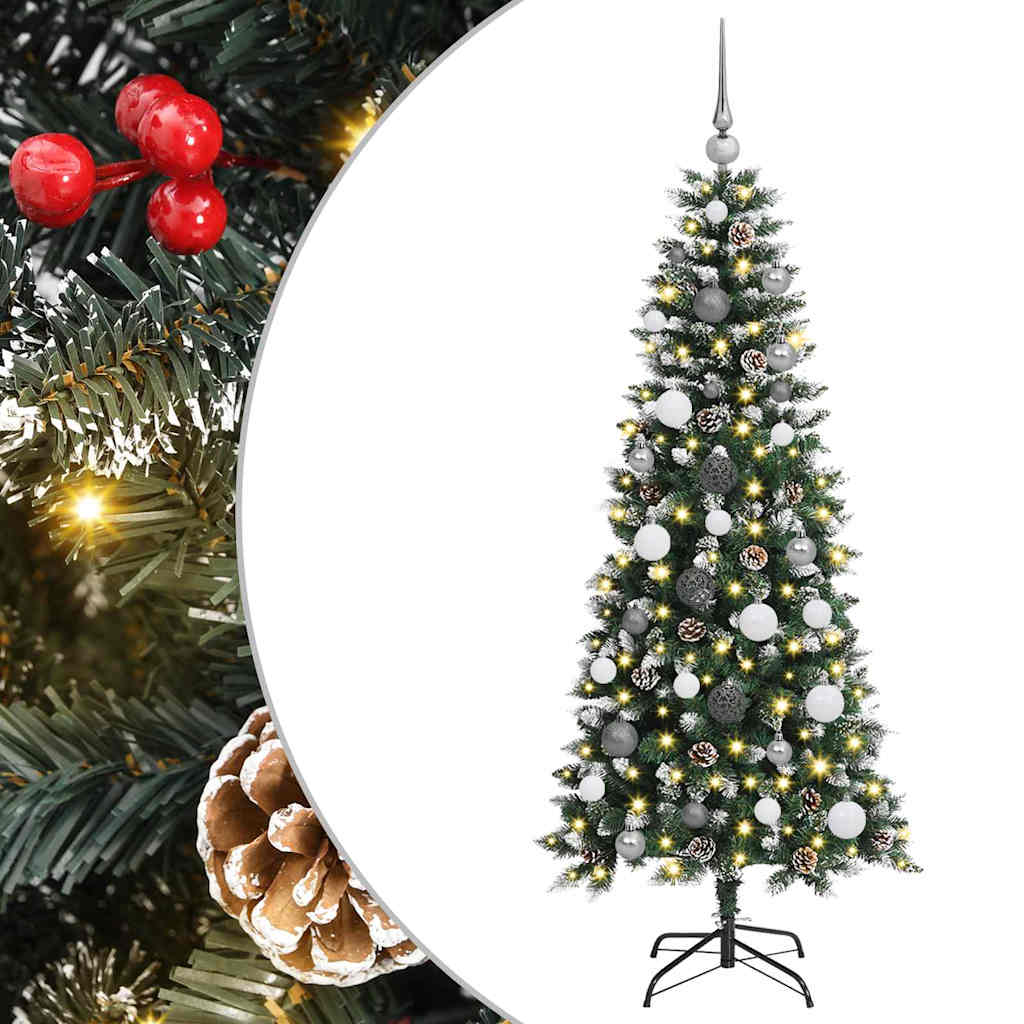 Kunstkerstboom met 150 LED Groen 150 cm PVC en Plastic en Staal – afbeelding 2