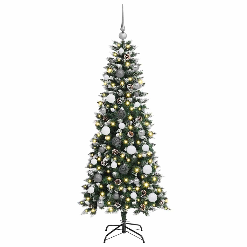 Kunstkerstboom met 150 LED Groen 150 cm PVC en Plastic en Staal – afbeelding 3