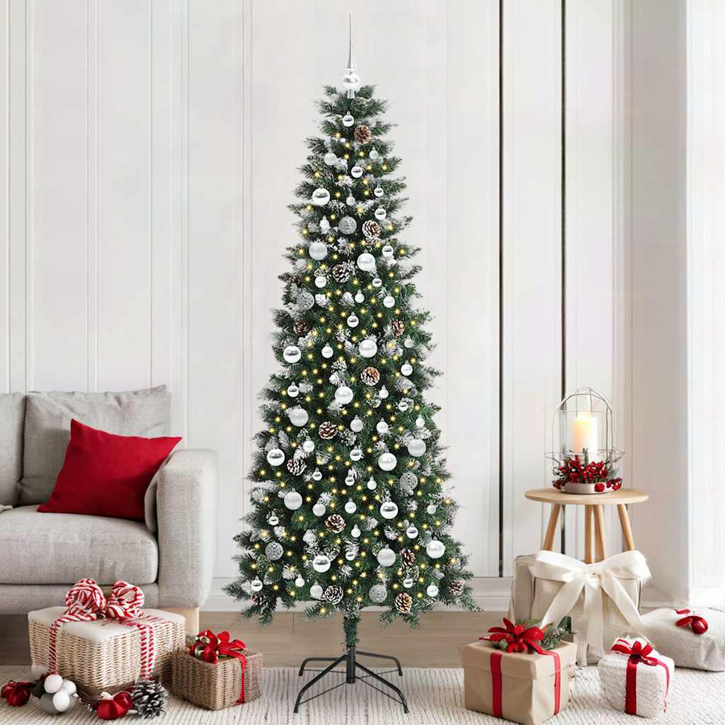 Kunstkerstboom met 300 LED Groen 210 cm PVC en Plastic en Staal – afbeelding 1