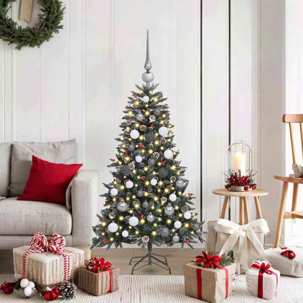 Kunstkerstboom met 150 LED Groen 120 cm PVC en Plastic en Staal – afbeelding 1