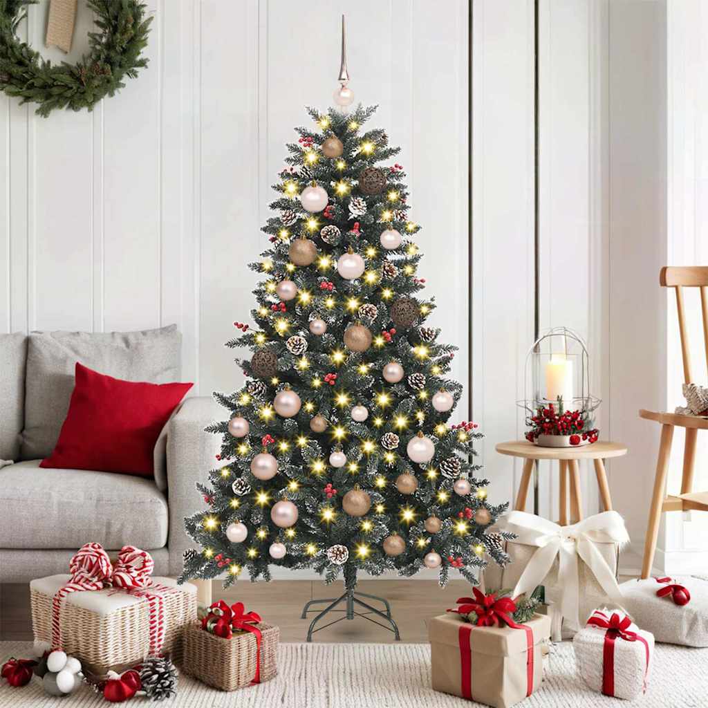 Kunstkerstboom met 150 LED Groen 150 cm PVC en Plastic en Staal