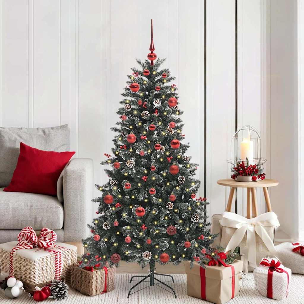 Kunstkerstboom met 150 LED Groen 150 cm PVC en Plastic en Staal