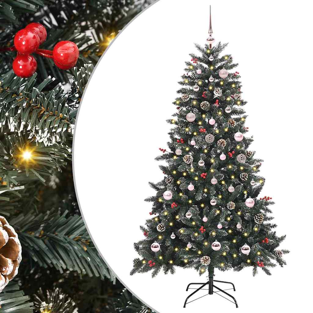 Kunstkerstboom met 150 LED Groen 150 cm PVC en Plastic en Staal