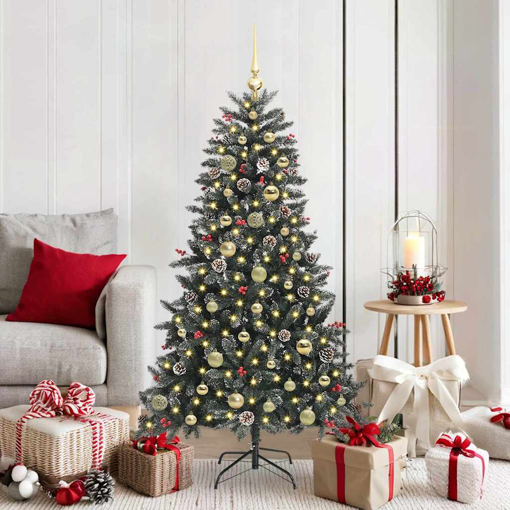 Kunstkerstboom met 150 LED Groen 150 cm PVC en Plastic en Staal