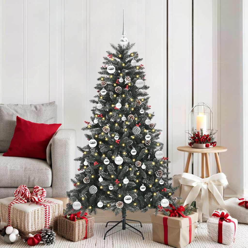 Kunstkerstboom met 150 LED Groen 150 cm PVC en Plastic en Staal