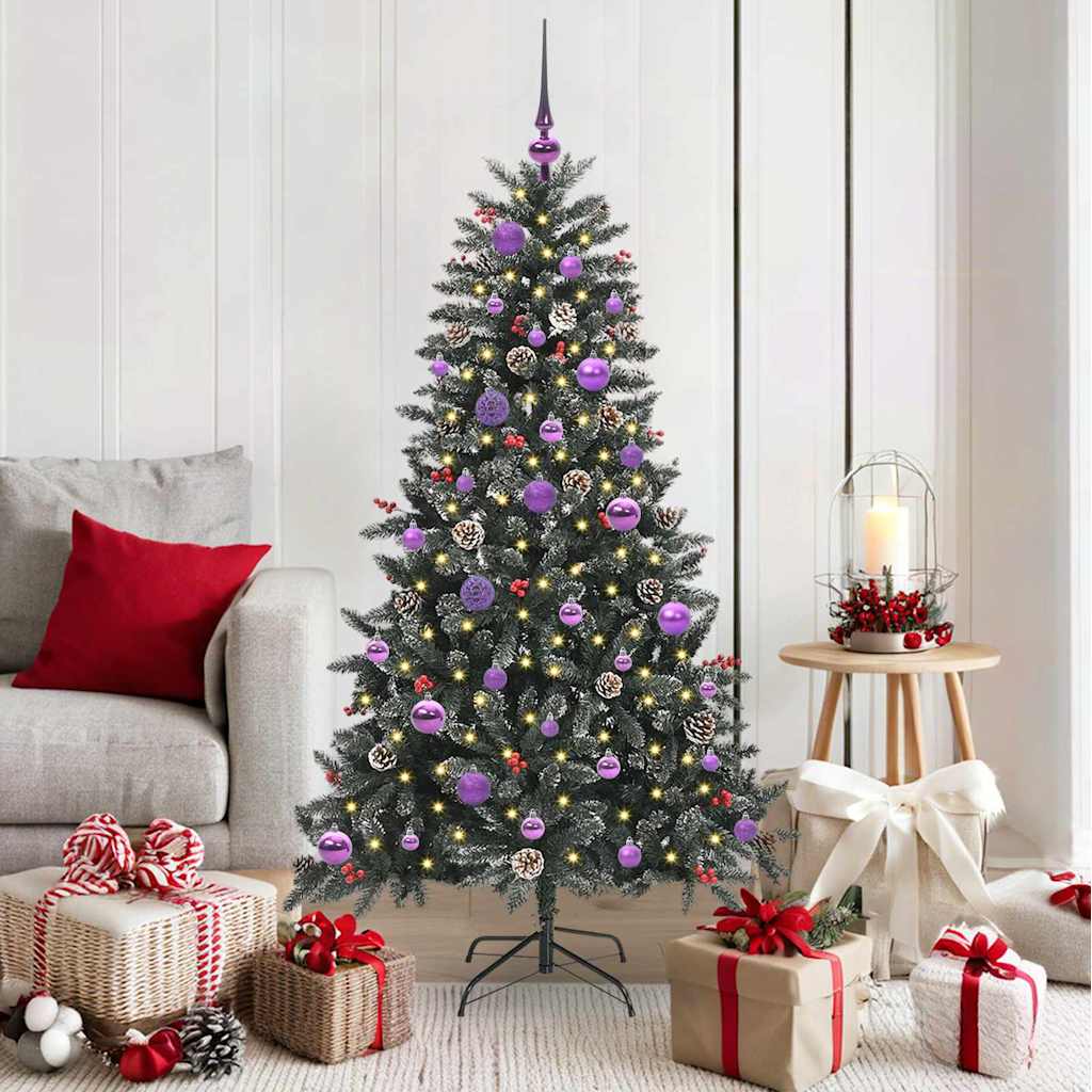 Kunstkerstboom met 150 LED Groen 150 cm PVC en Plastic en Staal