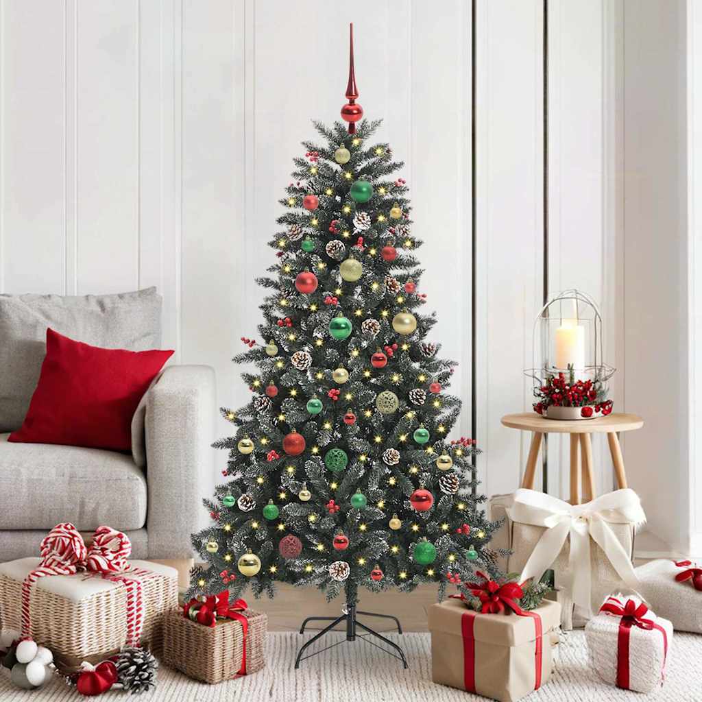 Kunstkerstboom met 150 LED Groen 150 cm PVC en Plastic en Staal