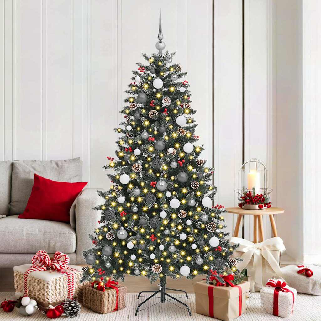 Kunstkerstboom met 300 LED Groen 180 cm PVC en Plastic en Staal