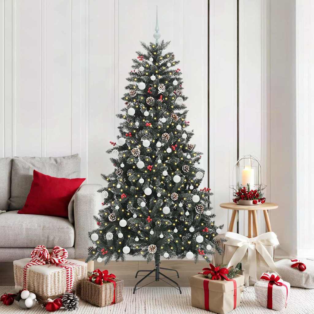 Kunstkerstboom met 300 LED Groen 180 cm PVC en Plastic en Staal